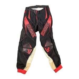 Thor MX Series 2005 Motocross Racing Pants Black Red Leather Padded Mens 28x26